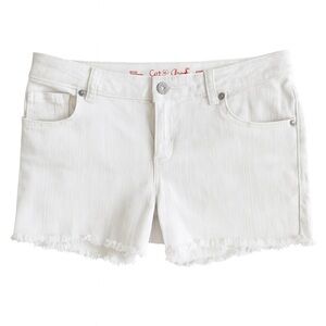 New Cat & Jack White Denim Cutoff Shorts Raw Hem Ultimate Stretch Youth XL (14)